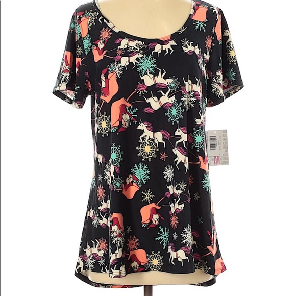 LuLaRoe Tops - Lularoe m classic t unicorn Santa nwt